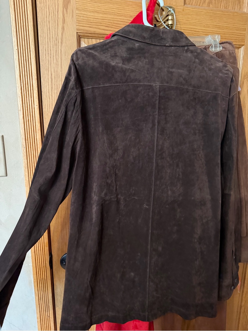 EG Suede Button-Front Shirt Jacket in Dark Brown - Picture 2 of 6